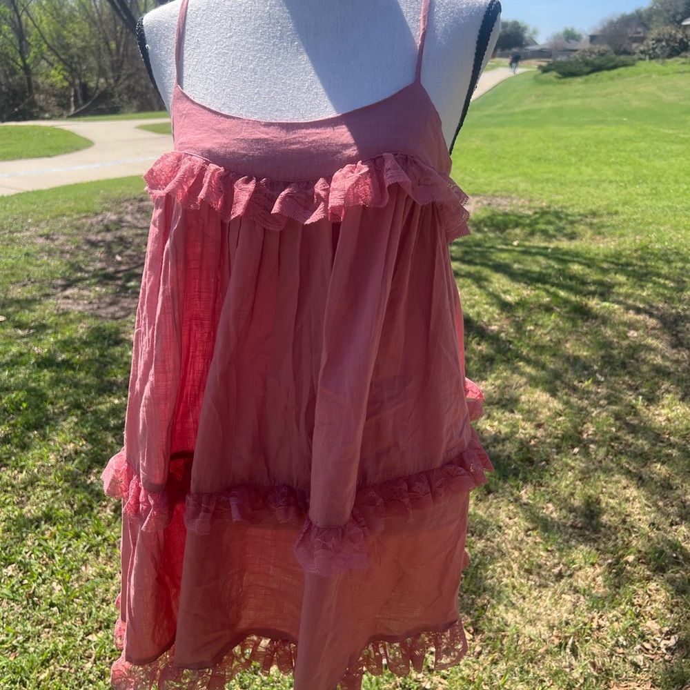 Anthropologie Rose Pink Ruffle Tiered Dress